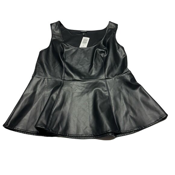 Torrid Women’s Faux Leather Peplum Top Black Plus Size 1X Vegan Sleeveless NWT - Picture 1 of 9